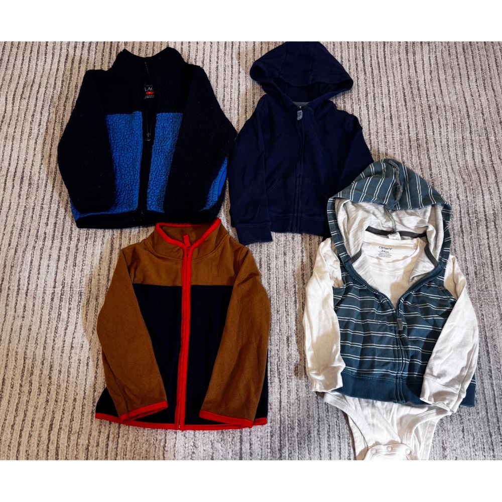 Carters Childrens Place Toddler Boy Jacket Hoodie Bodysuit Lot 4pc 24M Blue